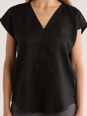 DKNY PURE LINEN BLEND LANGANLOOK TOP